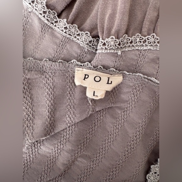 POL babydoll sleeveless grey tank knit size large boho top - Picture 8 of 9